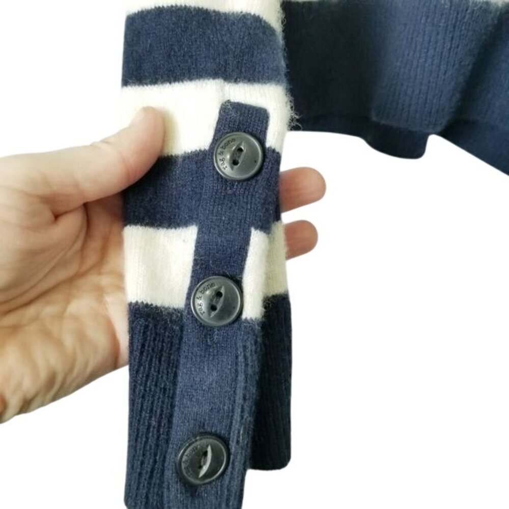 Rag & Bone Womens Striped 100% Cashmere Sweater XS Navy & White Nautical Basics - Picture 9 of 10